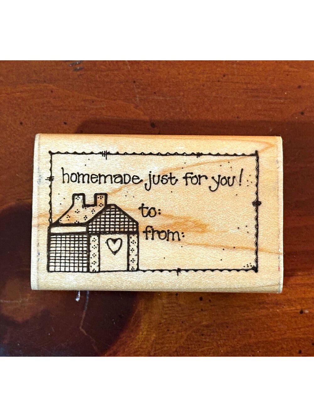 Vintage D.O.T.S. Wood Mounted Rubber Stamp "Homemade Just for You!" To/From 1989